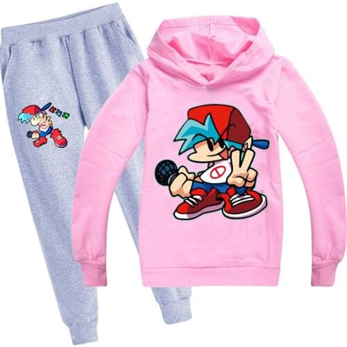 Childrens Sets Friday Night Funkin Kids Hoodies + Pants Two Piece Hooded Sweatshirts Suits Childrens Tracksuit Spring Autumn