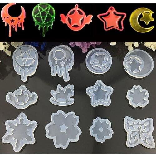 DIY Epoxy jewelry crystal Resin mold moon stars sailors moon water pattern pendant Trojan mold silicone cake jewelry tools