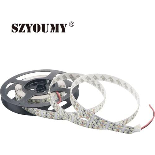 SZYOUMY 12V Double Row Led Strip SMD 2835 240 Leds / M Non-waterproof Car Home Decor Tape Ribbon Lights Ice Blue Lighting