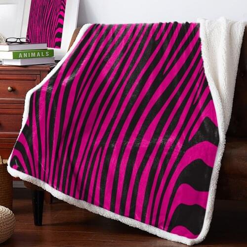 Stripes Purple Geometric Fleece Blanket Warm Cashmere Blanket Office Sofa Supplies Blankets for Beds