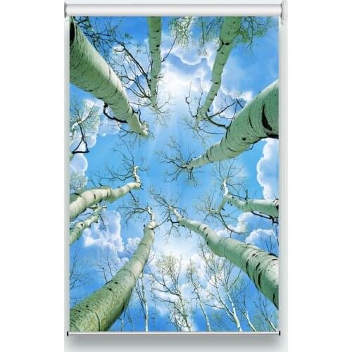 Customized Sunscreen Roller Blinds Blue sky and white clouds window long curtain for the living room blind roll roller blinds