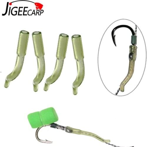JIGEECARP 100pcs Camouflage Carp Fishing Hook Sleeve Tube Anti Tangle Line Aligner Fishing Terminal Tackle Accessories