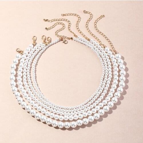 1/5 Pcs Necklace Elegant Fine Workmanship Jewelry Faux Round Pearl Chocker for Daily Use