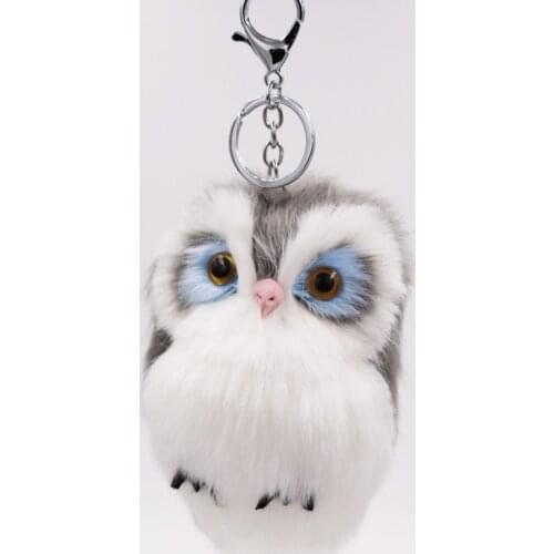 New Hot Selling Imitation Rabbit Fur Owl Pendant Fur Bag Automobile Hanging Ornament Cute Animal Plush Key Chain