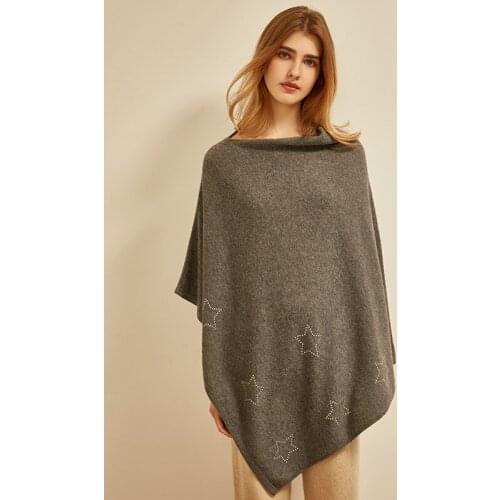 New cashmere wool blend blanket knitted rhinestone star cape 100% selected materials from Inner Mongolia