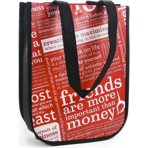 Wholesale 5000pcs/lot 9"Lx4"Hx12"W Reusable Luxury non woven shopping bag with lamination custom full-print logo black red tote