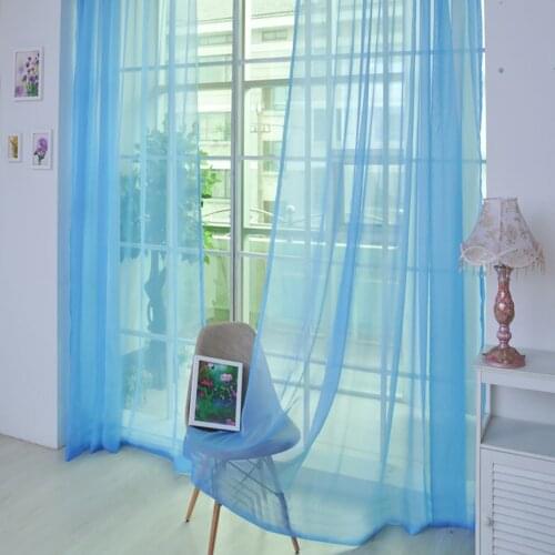 Ouneed Pure Blue Color Tulle Door Window Curtain Modern Translucidus 100% brand new and high quality Window Curtain Z30515