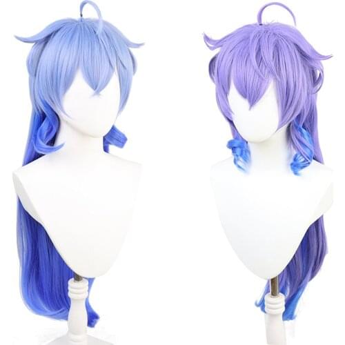 Game Genshin Impact Ganyu Cosplay Wigs Heat Resistant Synthetic Hair Carnival Halloween Party Props