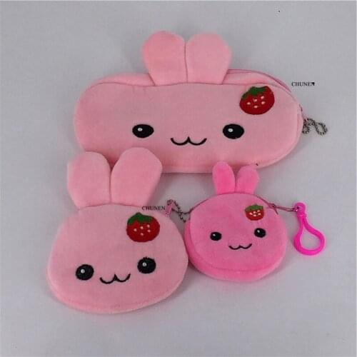 Strawberry Rabbit , Plush Purse , Size 8CM 10CM 20CM Key Chain Plush Toy Purse