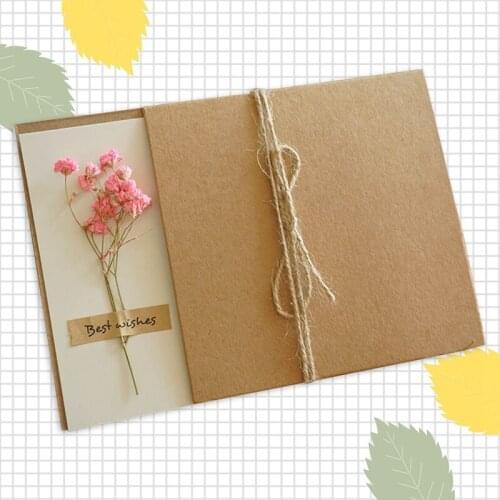 Best Wishes Flowers Greeting Card Creative Paper Flower Kraft Paper Invitation Card for Mothers Day Holiday Greeting Card