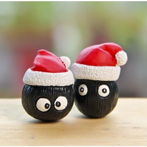 ZOCDOU 1 Piece Christmas Black Coal Ball Small Statue Little Figurine Crafts Figure Ornament Miniatures