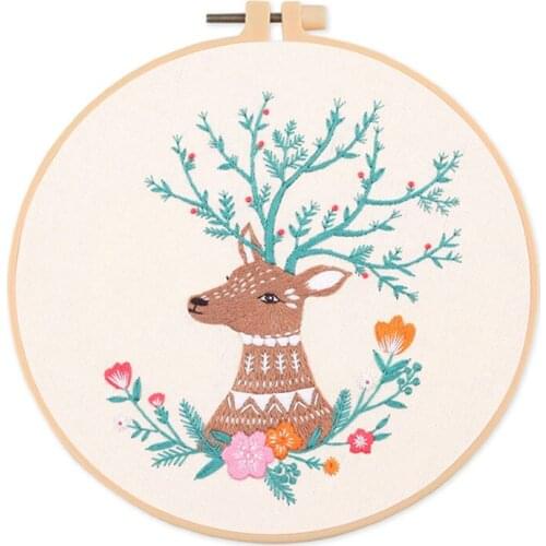 Hand Embroidery Material Kit Cloth Art Needlework Tools Round Embroidery Frame Beginner Diy Creative Sewing Craft Kit
