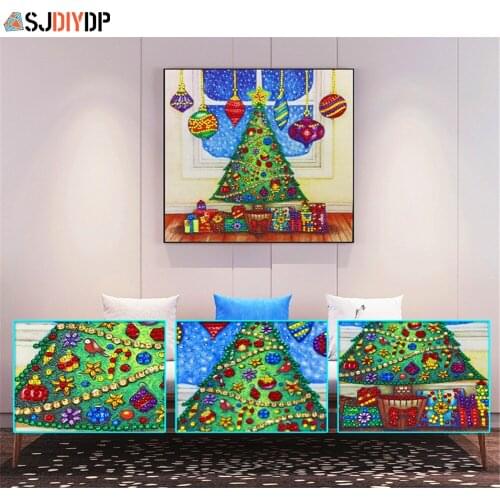 SJDIYDP Santa Claus DIY 5D Special Shaped Diamond Painting Cross Stitch Mosaic Rhinestone Christmas Tree Snowman Home Decort