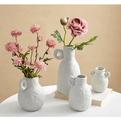 Nordic Creative Ceramic Vase Modern Home Decoration White Flower Vase Table Decoration Living Room Minimalist Decor Crafts