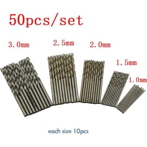 40PCS 50PCS/SET HSS Twist Drill Bits Round Shank Twist Drill Bits for Wood, Plastic, Aluminum Alloy Drilling 1-3mm, 0.6-2mm