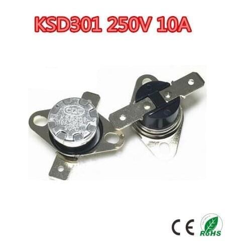 20pcs KSD301 10A250V 60 65 70 75 80 85~ 160 degrees Normally Open/Normally Closed Temperature Controlled Switch Thermostat