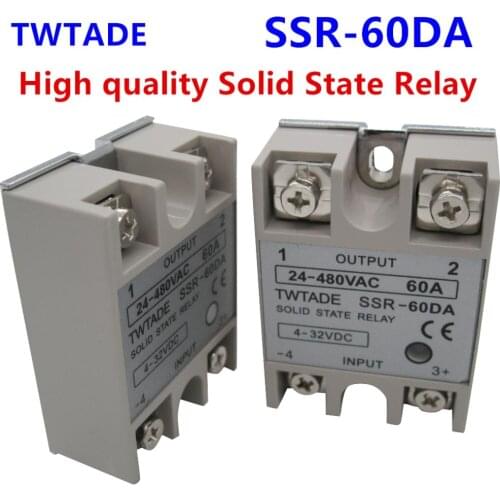 TWTADE/ High-quality Single Phase Solid State Relay SSR-60DA Module 3-32V DC To 24-480V AC SSR-60 DA SSR 60A