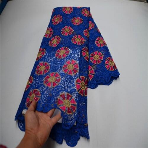 Nigerian water soluble lace embroidery fabric high quality african cord lace mesh fabrics 5 yards/pcs for sewing WDP-429