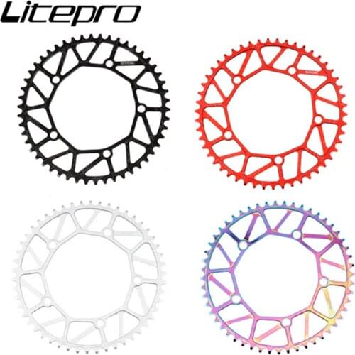 Litepro Folding Bicycle Tooth Chainring Positive Negative Tooth 46/48/50/52/56/58T Chainwheel BMX Bike Colorful Crankset 130BCD