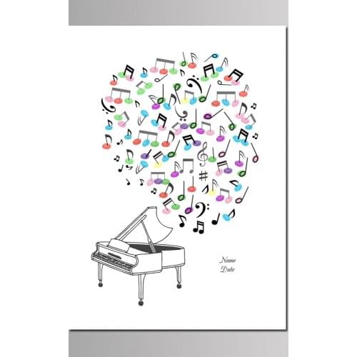 1PC DIY Piano Music Note Fingerprint Signature Guest Book For Wedding Party Decoration Kids Events Gift Unframed Canvas Painting