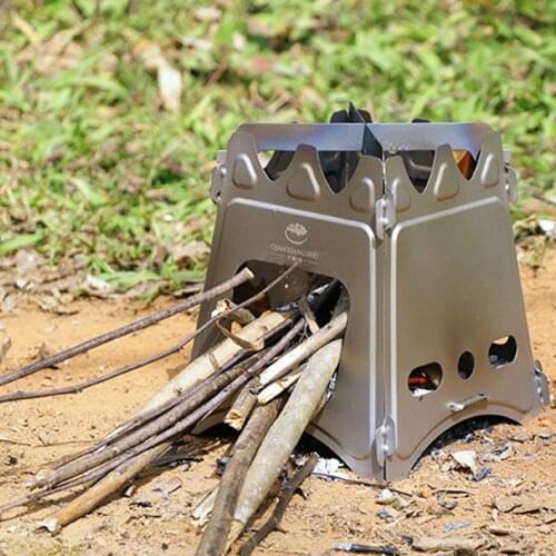 1 pcs Outdoor Portable Camping Wood Stove Lightweight Pocket Alcohol Stove with Alcohol Tray Stainless Steel Folding Stove