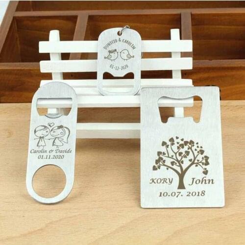 100X Personalized Stainless Steel Credit Card Bottle Opener,Engraved Keychain Wedding Keepsake,Groomsman Gift,Custom Party Favor