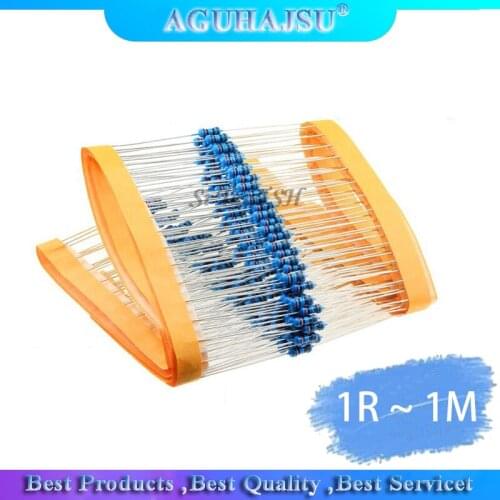 300pcs 1/4W Metal film resistor 1R ~ 1M 100R 220R 330R 1K 1.5K 2.2K 3.3K 4.7K 10K 22K 47K 100K 100 220 330 1K5 2K2 3K3 4K7 ohm