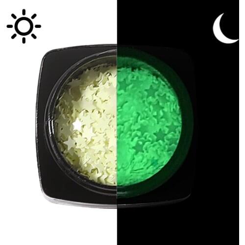 6Pcs/Set Luminous Nail Neon Glitter Sequin Butterfly Hexagon Fluorescent Green Flake Glow in the Dark Nail Art Manicure Decorati