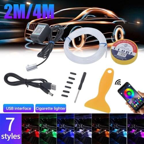 Car Light Flexible Strip LED Remote /APP Control Car Led Neon Light RGB Decorative Atmosphere Lamp Interior Accessories