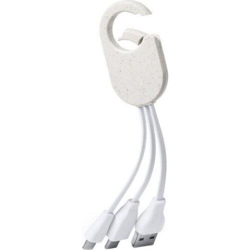 Keyring with Micro USB Cable, USB-C and Lightning 146573