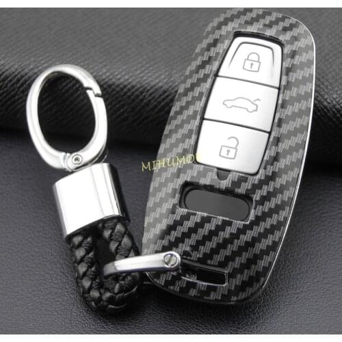 Carbon Fiber Car Key Fob Cover Shell For 2018 2019 2020 Audi A6 C8 A7 A8 Q8 e-tron S6 S7 S8