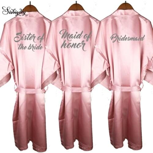 Cheap satin robe women bride short robe dusty pink bridal party bridesmaid wedding gift sister mother team bride kimono robes