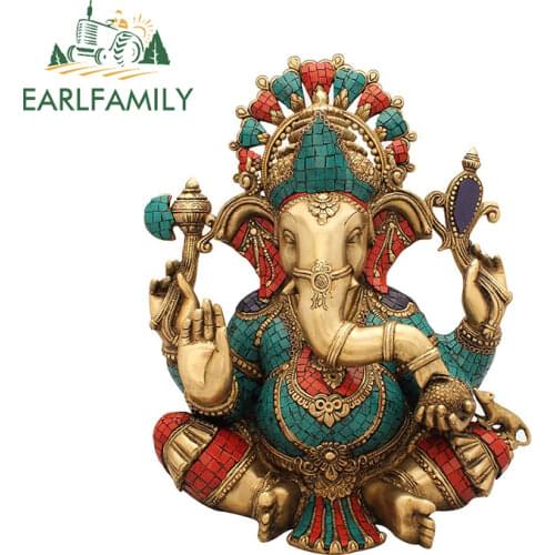 EARLFAMILY 13cm x 10.2cm for Ganesha Car Stickers Waterproof Suitcase Vinyl Material Motorcycle Helmet Fine Decal for Vehicle