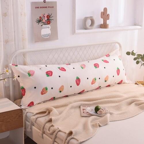 Cotton Strawberry Print Double Pillowcases Long Pillow Case Pillow Sack 46x120cm 46x180cm Pillow Cover Multi-color Optional