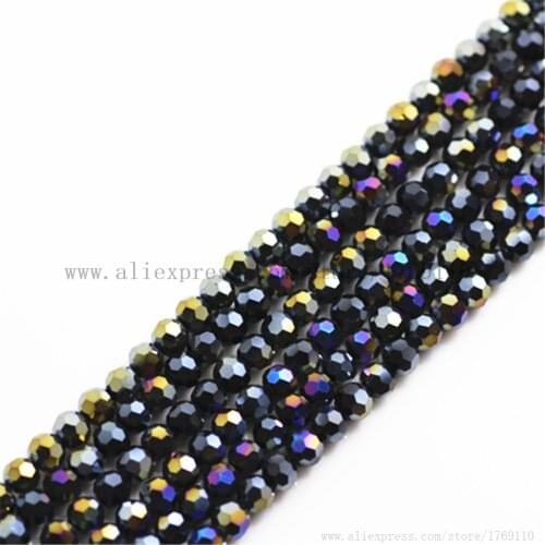Isywaka Popular Black AB Color 100pcs 4mm Round Austria Crystal Bead Ball Glass Bead Loose Spacer Bead for DIY Jewelry Making