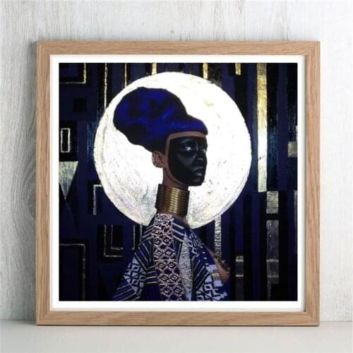 African Women Gold Canvas Painting Black Woman Posters and Prints Cuadros Wall Art Pictures for Living Room Decoration Frameless