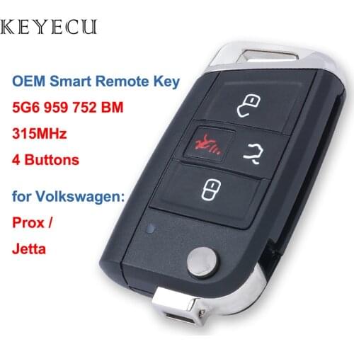 Keyecu 5G6959752BM OEM Smart Remote Car Key Fob 4 Buttons 315Mhz for Volkswagen VW Prox Jetta 2020 5G6 959 752 BM