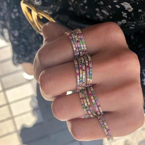 Gold black gold rainbow cz eternity band size 5 6 7 8 9 fashion classic trendy women engagement band ring wholesale