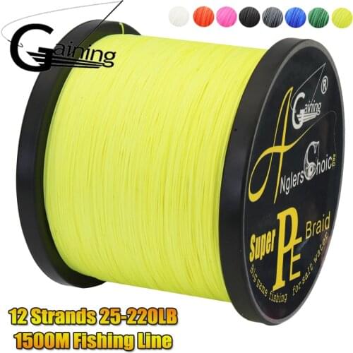 1500M 12 Strands 25LB-220LB Braided Fishing Line PE Multi Color Multifilament Braid Lines wire Smoother Floating Line