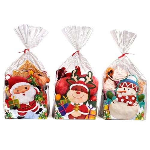 Cute Korean Style Opp Bag + Box Set Christmas Gift Packaging Box Xmas Eve Apple Package Boxes Elk Snowman Santa Claus Shape Case