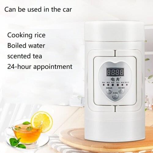 600ml 12/24V 220V Multifunctional Electric Kettle Heating Milk Cooking Pot Home Car Travel Portable Kettle Hot Water Cup Stew