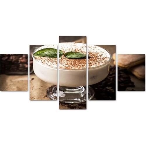 Modular Home Decor Poster Framework HD Printed 5 Panel Milk Leaf Cup Painting Wall Artwork Modern Canvas Living Room Pictures