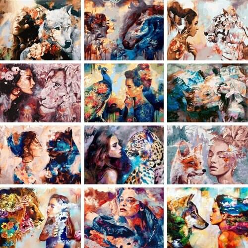 40x50cm Frameless Canvas DIY Painting By Number Beauty And The Beast Picture For Adults Coloring By Number Home Decoration