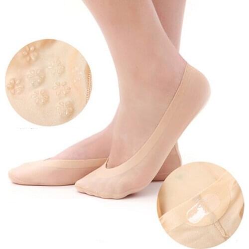 1 Pair Female Summer Thin Boat Sock Silicone Anti-Slip Seamless No Show Invisible Transparent Fashion Elastic Breathable Socks