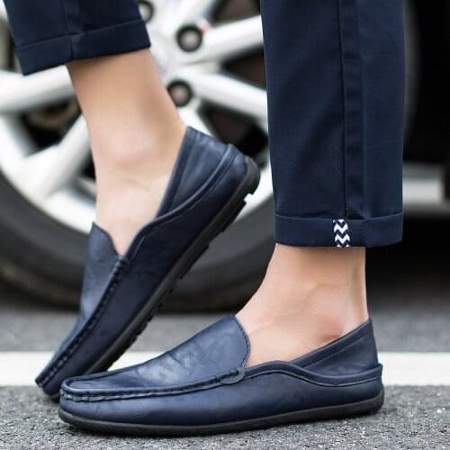 2021 Early Autumn New Fashion Leather Casual Shoes for Man Breathable Slip-on Shallow Shoes Wear-resisting Suitable for Daily