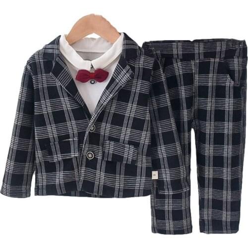 New Spring Autumn Baby Clothes Suit Children Boys Casual Coat T-Shirt Pants 3Pcs/Sets Toddler Gentleman Costume Kids Tracksuits