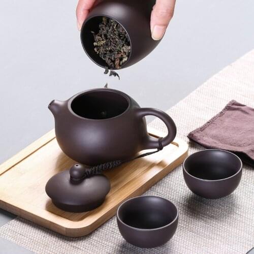 New style Purple sand tea set Tea set tea set teapot Travel convenience Tea set Office household drinking utensils WSHYUFEI