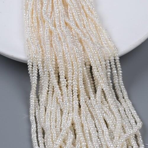 Wholesale 3.5-4mm natural white flat freshwater loose pearls string strand jewelry for making necklace