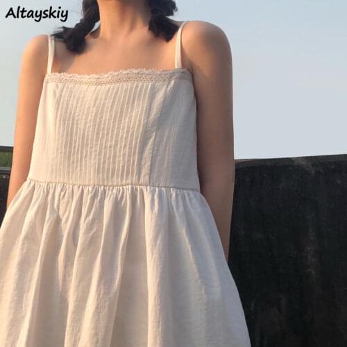 Summer Women Dress Mini Temperament College Loose French Style Lace Elegant Leisure Holiday Pure Ladies Sundress Cute All-match