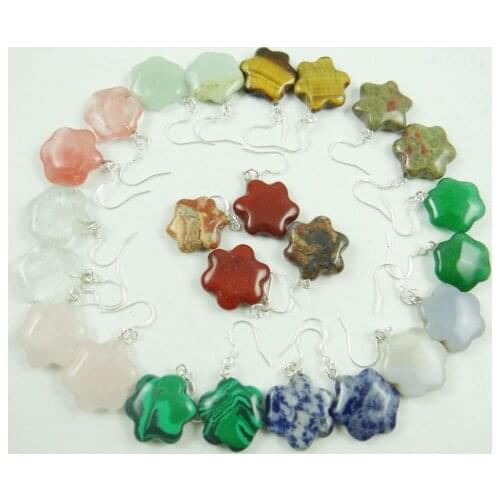 Natural stone Quartz Crystal tiger eye Turquoises Opal flower earring pendant for diy Jewelry making earring Accessories